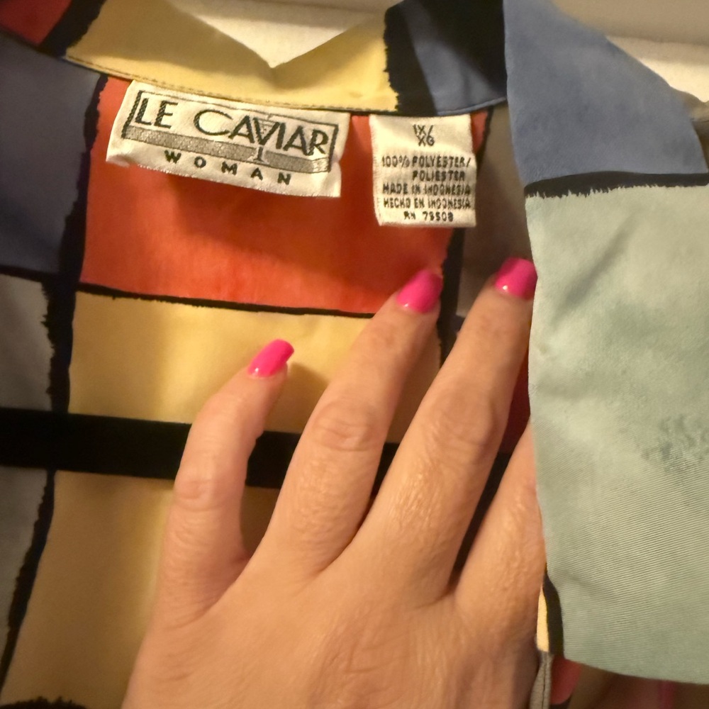 Colorful Patchwork Button Down Shirt - image 3